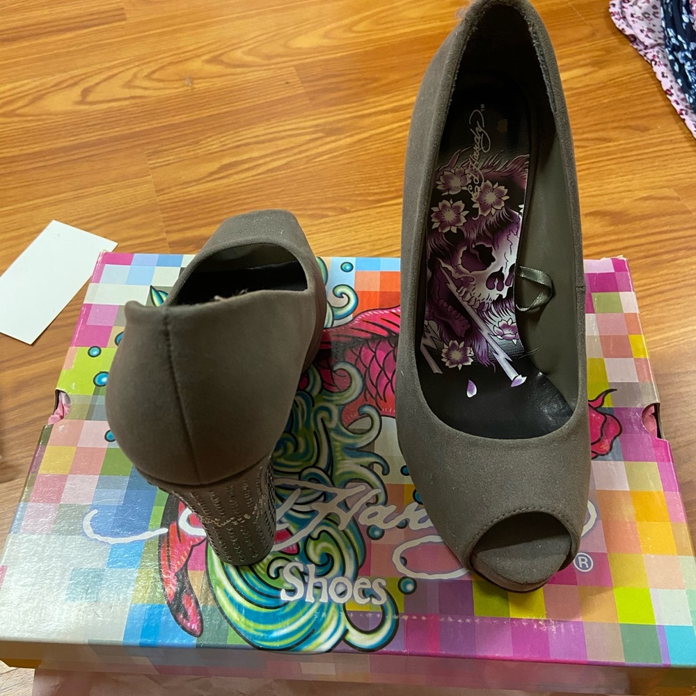 Ed Hardy Peep Toe Wedge Heels